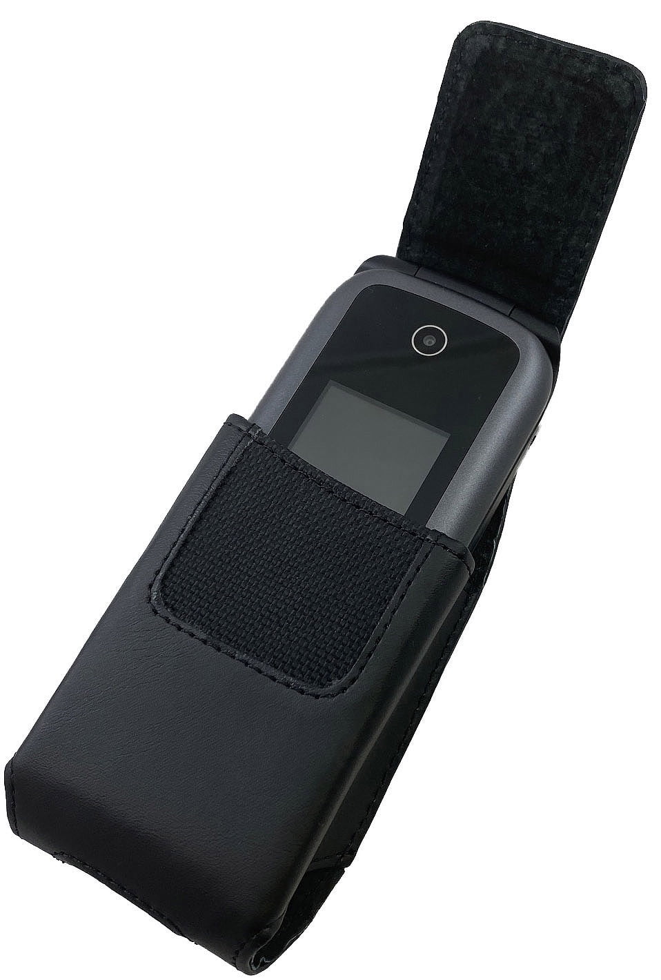 Black Leather Pouch Phone Case [with Rotating Belt Clip] for GreatCall