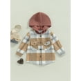 thumbnail image 2 of hirigin Toddler Kids Boys Shirts Coat Plaid Hooded Long Sleeve Button-Down Outerwear Autumn Winter Casual Velvet Jackets, 2 of 8