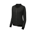 thumbnail image 3 of Sport Tek Adult Female Women Plain Long Sleeves Bomber Heather Black Small, 3 of 4