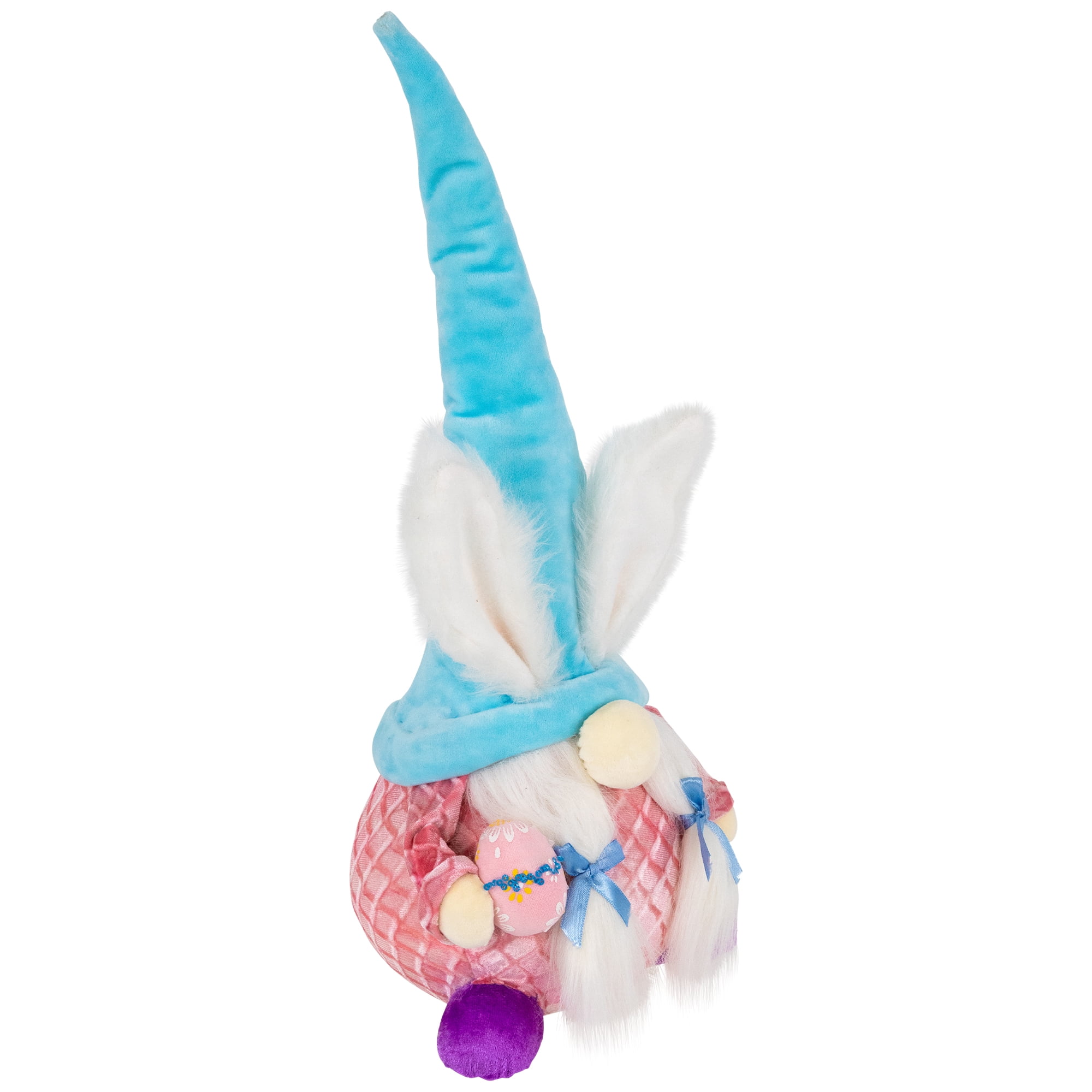 Northlight Girl Gnome Girl with Bunny Ears Easter Figure - 18.25" - Blue and Pink