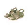 thumbnail image 3 of BLISSFUL STEP Women's Ankle Elastic Strap Wedge Heel Sandals Green 6, 3 of 5