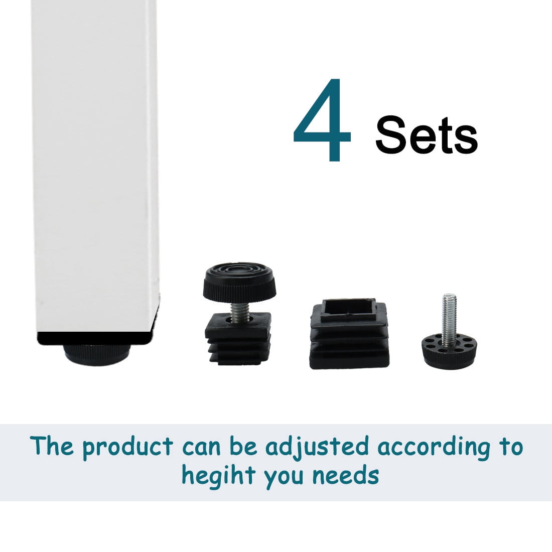 Unique Bargains Table Adjustable Leveling Foot Square Insert 30mm x 30mm 4 Sets