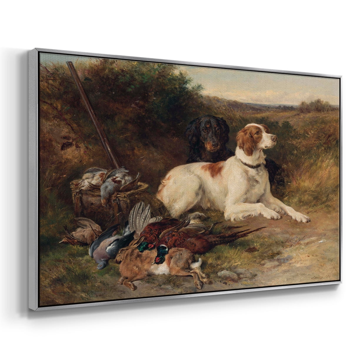 Vintage Animal Print-XIV By Wexford Home Framed in Silver Wood Gallery Wrapped Canvas 27 in. x 41 in.