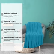 Eurotex Herringbone All-Season 100% Cotton Blanket, Twin, Teal