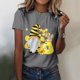thumbnail image 4 of Gibobby Camisetas de verano para mujer Camiseta cuello redondo manga corta algodón tipo versión clásica para mujer Festival abejas estampado divertido(Gris,XL), 4 of 5