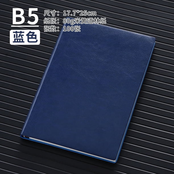 Nvzi Cuaderno de cuero B5 con tapa dura y compartimento para bolígrafos, diario de trabajo, diario y de escritura, 100 hojas, 200 páginas (azul oscuro)