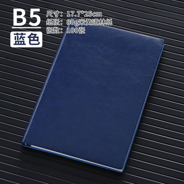 Nvzi cuadernos de cuero B5 de tapa dura con compartimento para bolígrafos, diario de trabajo, diario y de escritura, 100 hojas, 200 páginas (azul oscuro)
