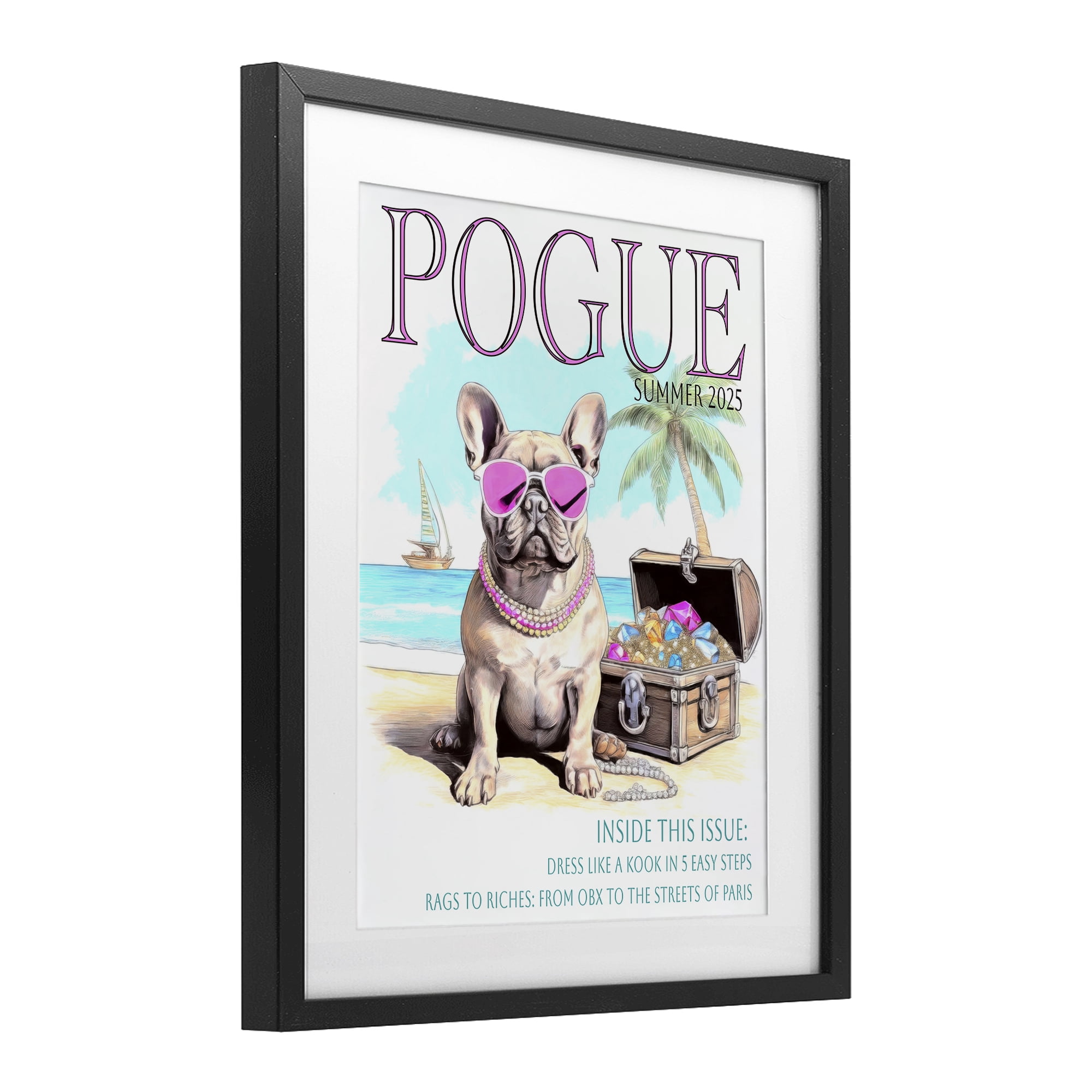 Stupell Industries Pogue Summer Dog Fashion Black Framed Print Under Glass, design by Grotto Studios