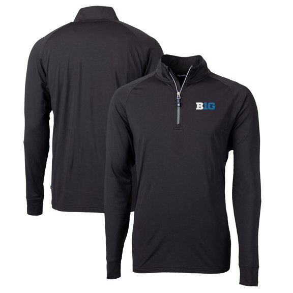 Men's Cutter & Buck  Black Big Ten Gear Adapt Eco Knit Stretch Recycled Half-Zip Pullover Top