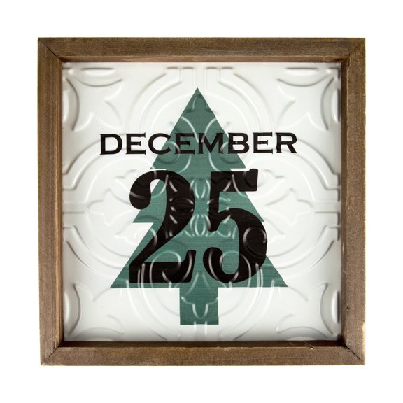 Northlight 9.75" Framed December 25 Christmas Wall Sign