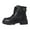 Black, variant on Womens Platform Combat Boots 2025 Fall Winter Fashion Leather Knit Patchwork Chunky Mid Calf Ankle Booties