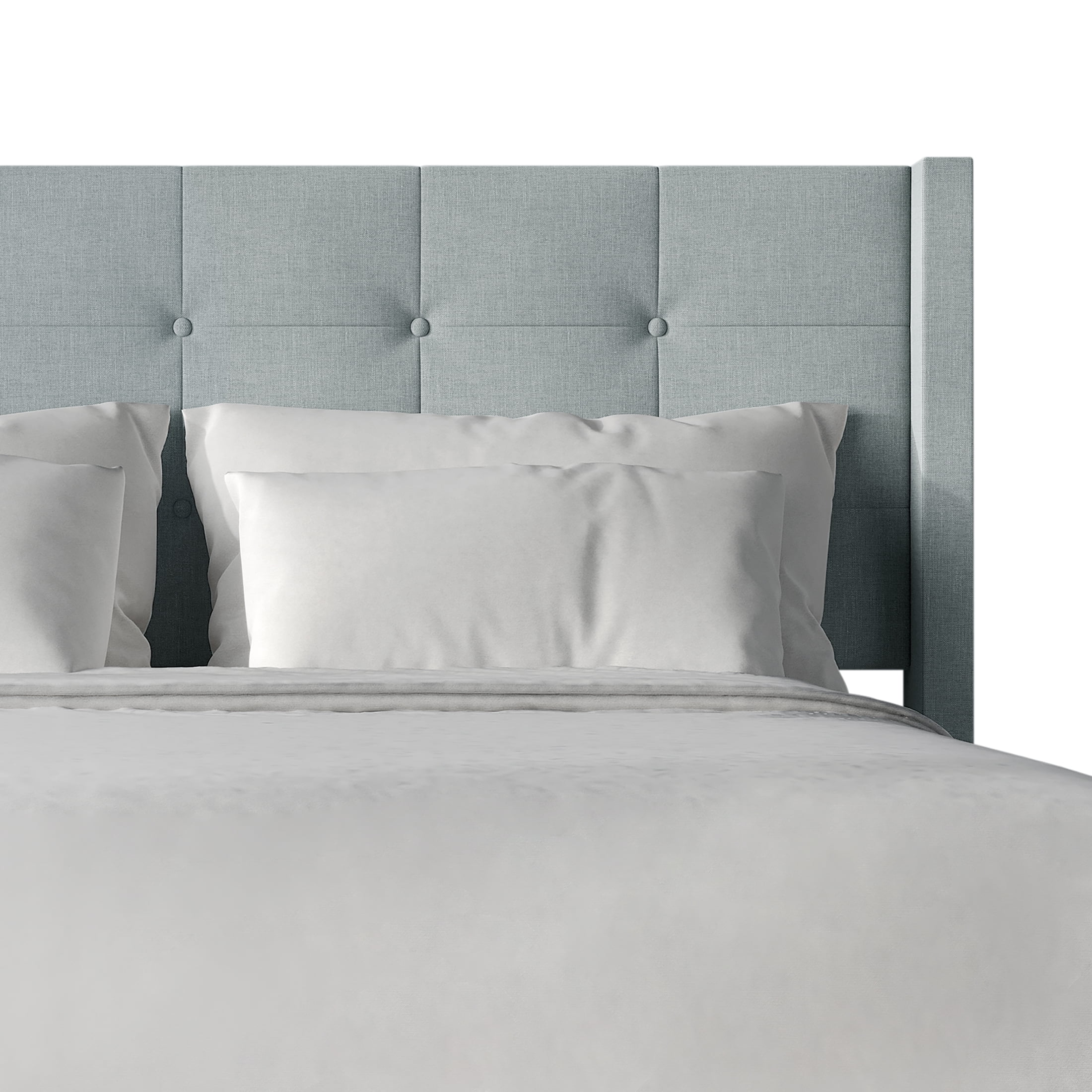 Castle Place Elegance Wingback King Platform Bed, Light Blue