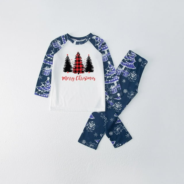 Christmas Deals Parent-child Warm Christmas Set Printed Home Wear Pajamas Two-piece Dad Set