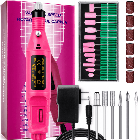 NIUTA® Nail Drill Kit, 20000RPM Electric Nail File Drill Kit with Nail Drill Bits, Pink Electric Nail Drill for Acrylic Nails, Gel & Dip Powder, Nail Grinder Manicure Pedicure Machine