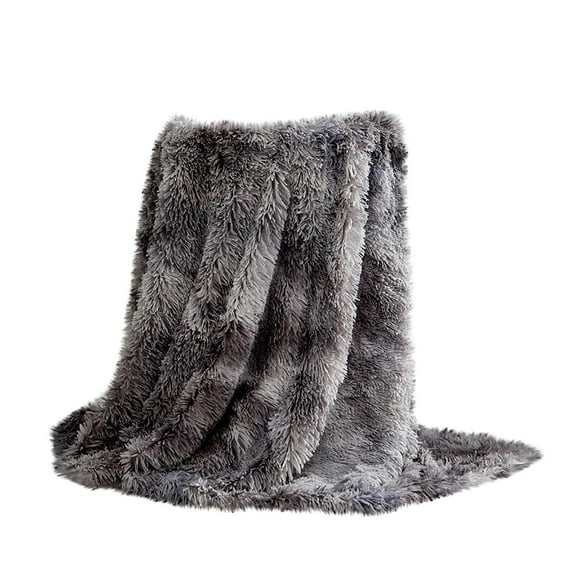 JeashCHAT Soft Throw Blanket 47" x 32", Reversible Fuzzy Lightweight Long Hair Shaggy Blanket, Fluffy Cozy Plush Fleece Comfy Blanket for Couch Sofa Bed, Dark Gray
