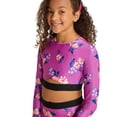 thumbnail image 3 of Justice Girls 2 Piece Long Sleeve Elastic Trim Floral Print Rash Guard Swimsuit, Sizes 5-18, 3 of 4