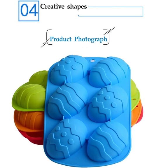 Easter Egg Silicone Mold 6-Cavity Chocolate Candy Cake Baking Tray DIY Cake Pops Muffins & Crafts