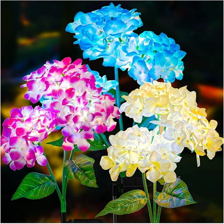

Colorful Hydrangea Flower Lights - 3 Pack 2022 Version Solar Lights for Yard Decor and Garden Decoration with Two Lighting Modes & Enlarged Solar Panel