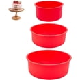 thumbnail image 1 of Round Cake Pans Silicone Molds for Baking, Red, Set of 3, Cheese Cakes, Bread, Non-Stick Reusable Cake Pan for Baking Layer Cake Cheese Rainbow Chiffon Cake (4 Inch, 6 Inch, 8 Inch), 1 of 5
