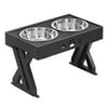 Jura Inc Elevated Stainless Steel Double Bowl Dog Pet Feeder Food Water Bowl (Black)
