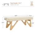 thumbnail image 3 of Zesthouse 48.8″ Linen Upholstered Bench for Bedroom End of Bed, Mid-Century Modern Entryway Bench with Padded Seat, Natural Boomerang Legs, Indoor and Hallway, Beige, 3 of 9