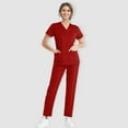 thumbnail image 2 of MLQIDK Red Scrubs Sets for Women Plus Size Medical Uniforms Petite V-Neck Scrub Pants and Tops Nurse Uniforms Scrubs for Tall Women Red S, 2 of 6