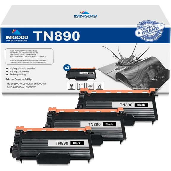 3-Pack TN890 Black Toner Cartridge Replacement for Brother High Capacity 21,000 Pages with HL-L6250DW L6400DW L6400DWT MFC-L6750DW L6900DW Printer