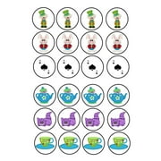 24 Mixed Mad Hatters Tea Party Cartoon Themed Cupcakes Edible Cake Toppers