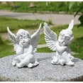 thumbnail image 2 of Ensemble de 2 Belles Statues d'Ange en Résine Cerise Statue d'Ange Gardien Sculpture d'Ange Adorable Collection d'Ange Ailes Statue Commémorative 4.25 Pouces, 2 of 4
