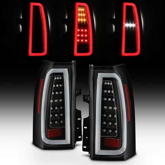 AKKON - Fits 2015-2020 GMC Yukon XL Black Tail Lights brake Lamp Full LED Tube Light Bar Driver Passenger Pair