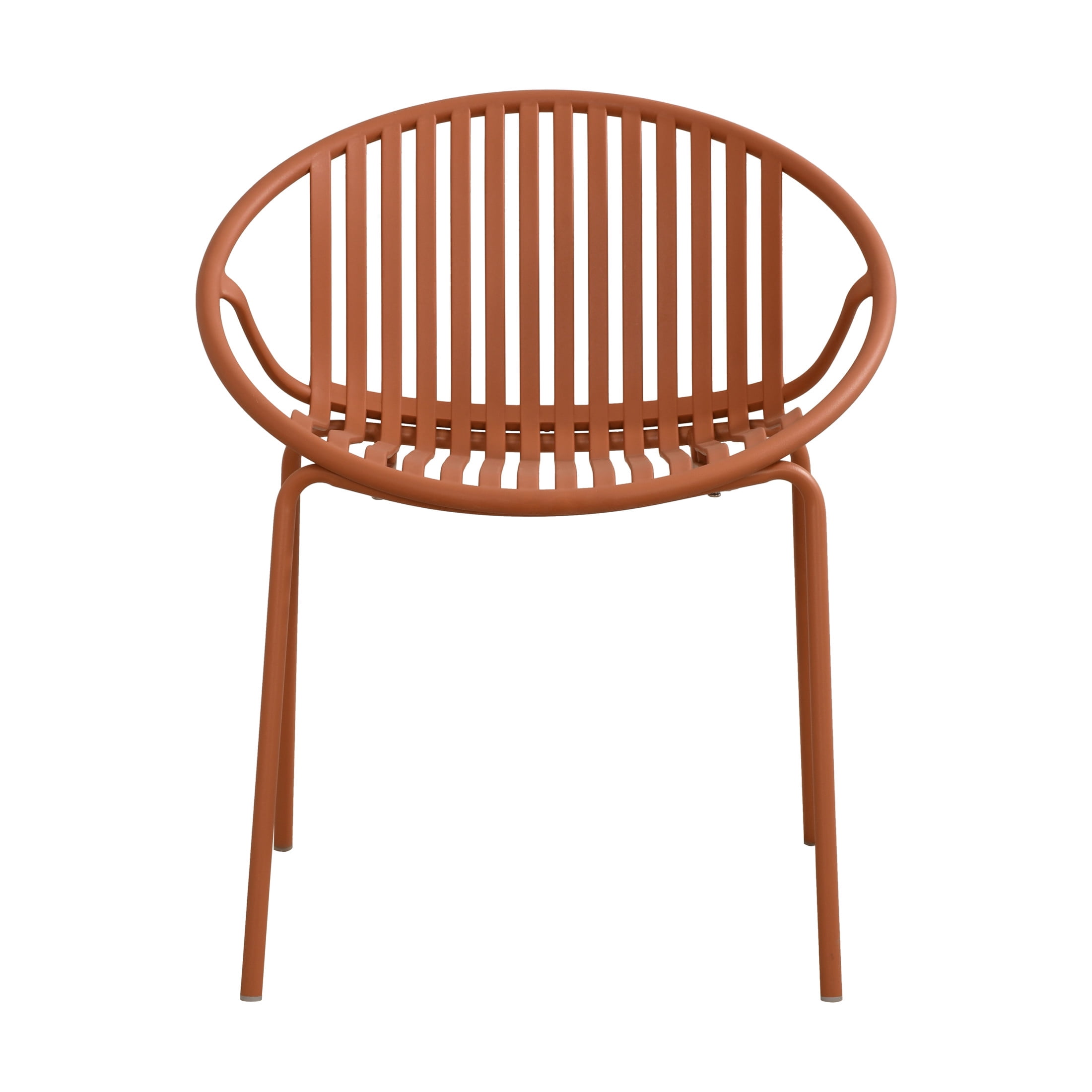 Christopher Knight Home Minimalist Plastic Outdoor Stacking Dining Chairs, Metal Legs, Orange, Set of 4