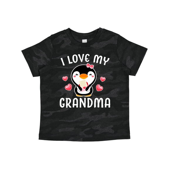 Inktastic I Love My Grandma with Cute Penguin and Hearts Girls Toddler T-Shirt