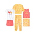 thumbnail image 2 of Garanimals Newborn Baby Girl Cotton 6-Piece Outfit Sets, Graphic Tops & Bottoms, 0M–12M, 2 of 11