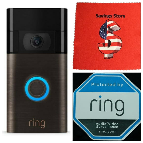 Ring_Video Doorbell Battery or Wired, Bronze, 1080p HD, Free Cleaning Cloth, Wi-fi Home Security, 5 in