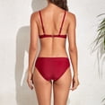 thumbnail image 4 of Melyum Women Cheeky Bikini Top Two Piece Ruched Push Up Swimsuits Spaghetti Straps Triangle Swimwear Mid Waist Solid Color Bathing Suits, 4 of 5
