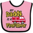 thumbnail image 3 of Inktastic My Daddy is a Firefighter with Fire Truck Boys or Girls Baby Bib, 3 of 4