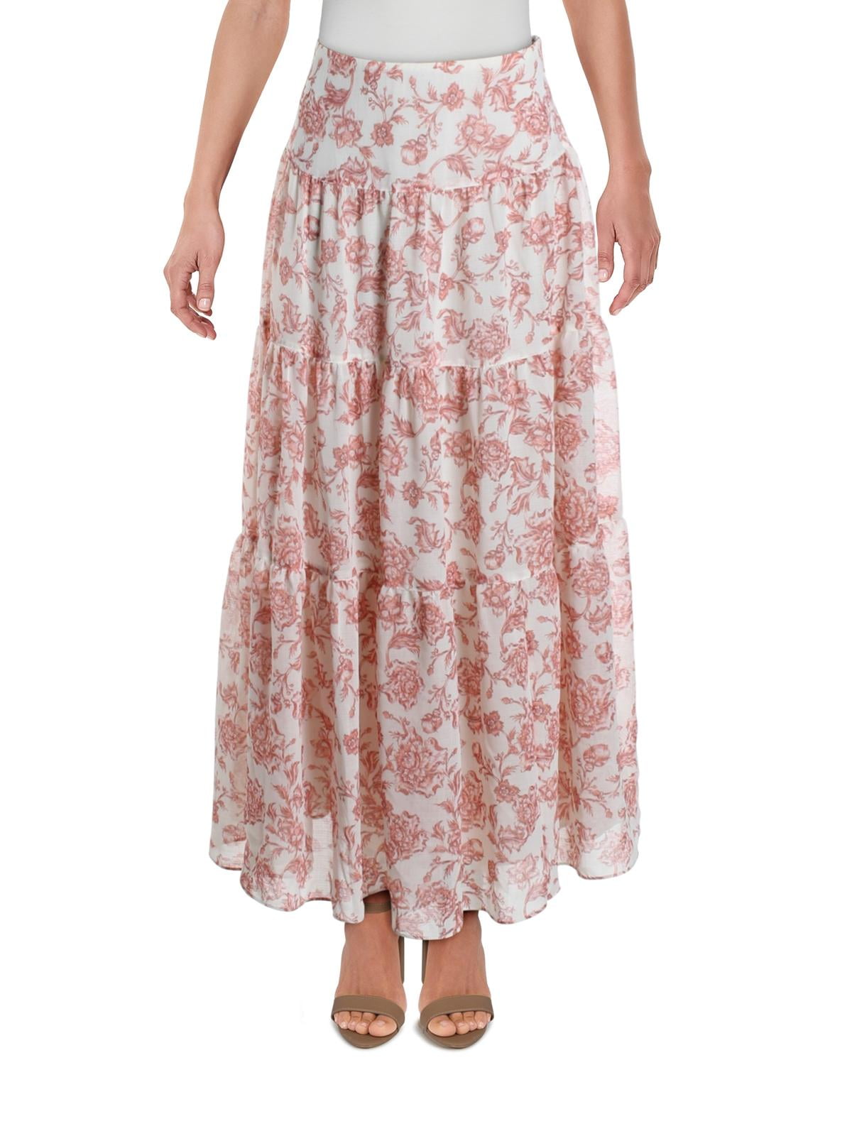 Lauren Ralph Lauren Womens Pauldina Floral Ruffled Maxi Skirt