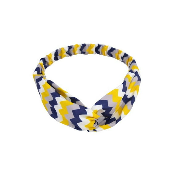 Navy, White Yellow Chevron Patterned Headband