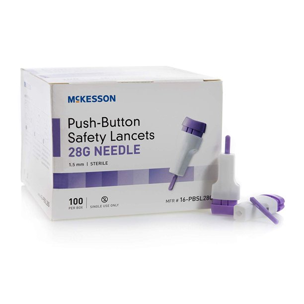 McKesson Safety Lancet, Fixed Depth Safety Lancet 1.5 mm Depth 28 Gauge