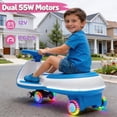 thumbnail image 6 of Track Seven 12V Electric Wiggle Car with Pedal, 2 in 1 Swing Car, Bluetooth, LED Lights, Flashing PU Wheels, Max Speed 5 Mph, Anti-Rollover, 12V Ride on Toy Car for Kids Toddlers Aged 3+, Blue, 6 of 8