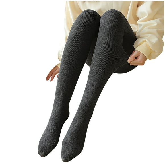 Besolor Women's Knit Cotton Tights Winter Opaque Footed Tights High Waist Stretchy Thermal Leggings