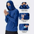 thumbnail image 6 of Dagegui Sun Hoodies for Men UPF 50+ Long Sleeve UV Rash Guard Shirts with Mask and Thumb Holes Lightweight Outdoor Hiking Fishing Tops Blue XL, 6 of 8