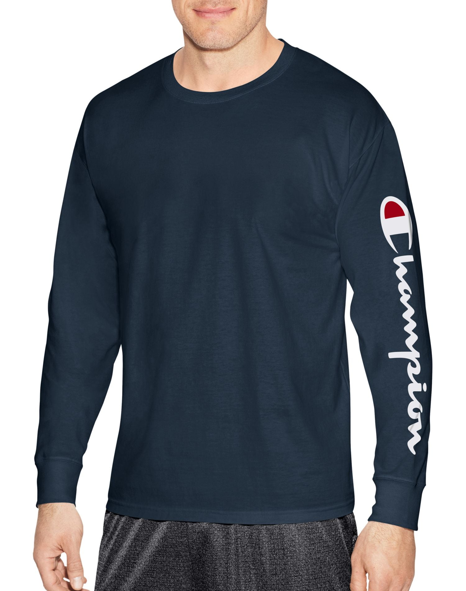 Champion Mens Classic Jersey Long Sleeve Script T-Shirt
