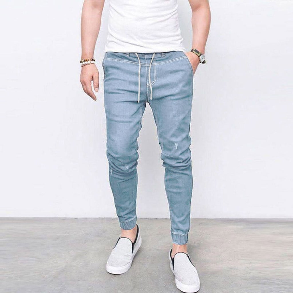 HIBRO Men's Stretchy Slim Fit Denim 