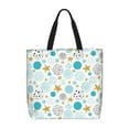 thumbnail image 1 of Easygdp Gold Stars Blue Dots Pattern Bolsa Tote para Mujer, Bolso de Hombro para Trabajo, Playa, Viajes, Compras y Supermercado, 1 of 7