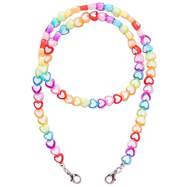 Collar de cuentas de acrílico con forma de corazón, para cubrir la cara, cordones, cadena para gafas, joyería de disfraz, collares para mujeres y niñas