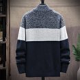 thumbnail image 2 of 2024 Winter Men Sweater Knit Cardigan Fashion Patchwork Stand Collar Mens Slim Casual Zipper Knitted Thick Warm Sweatercoat Man, 2 of 5