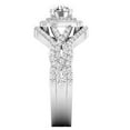 thumbnail image 3 of 1.65 Carat (ctw) 10K White Gold Round Cut White Diamond Ladies Bridal Split Shank Halo Engagement Ring With Two Matching, 3 of 4
