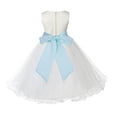 thumbnail image 3 of Ekidsbridal Satin Ivory Mint Tulle Rattail Edge Flower Girl Dresses for Communion Baptism Christening Gown Wedding Pageant 829S 6, 3 of 3