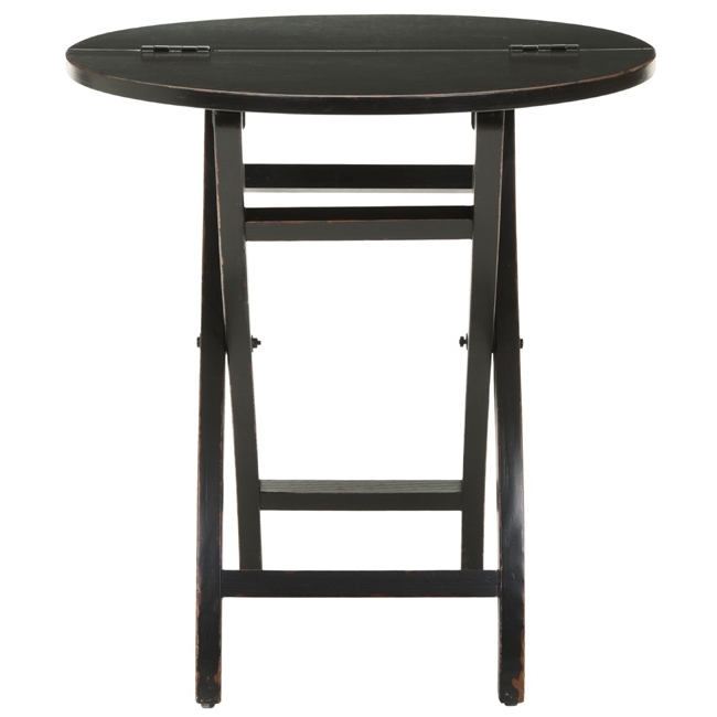 York Black Round Folding Table